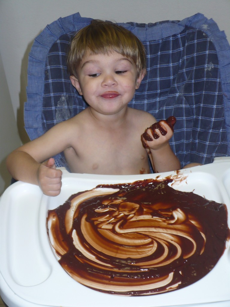 smug boy with pudding
