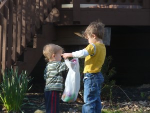 brothers' easter egg hunt