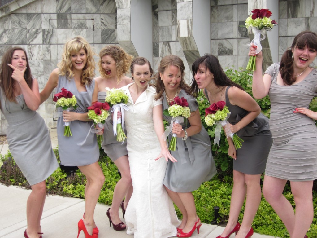 bridesmaids pose