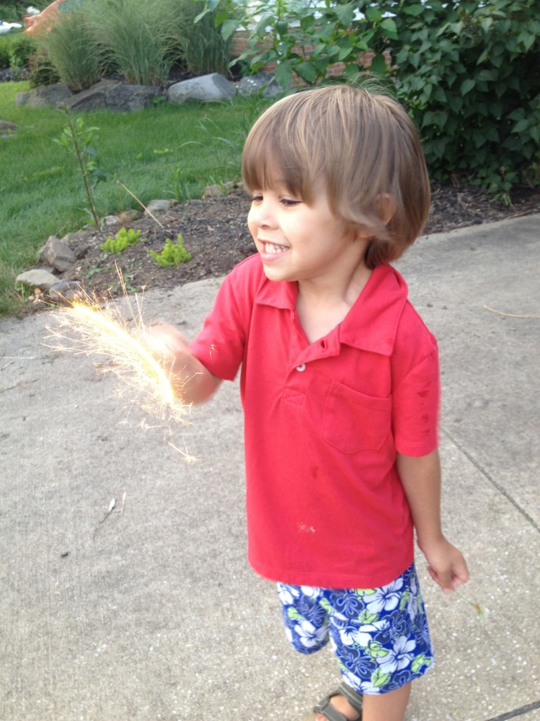 boy with sparkler
