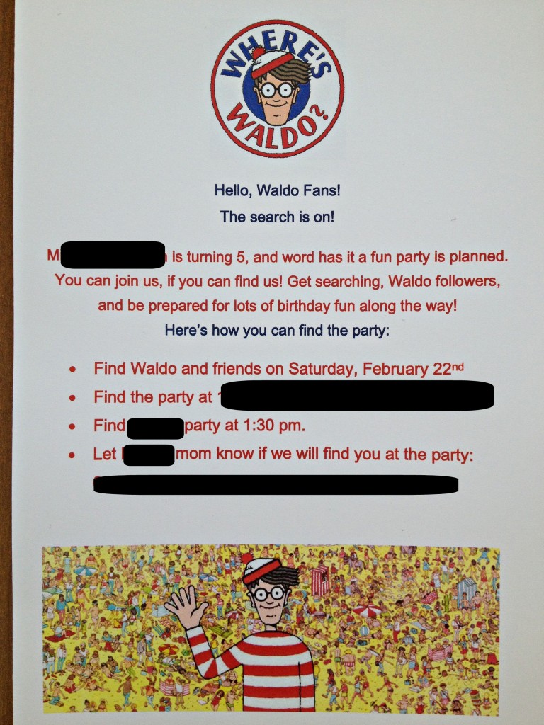 Where's Waldo party invite - Musings of a Marfan Mom