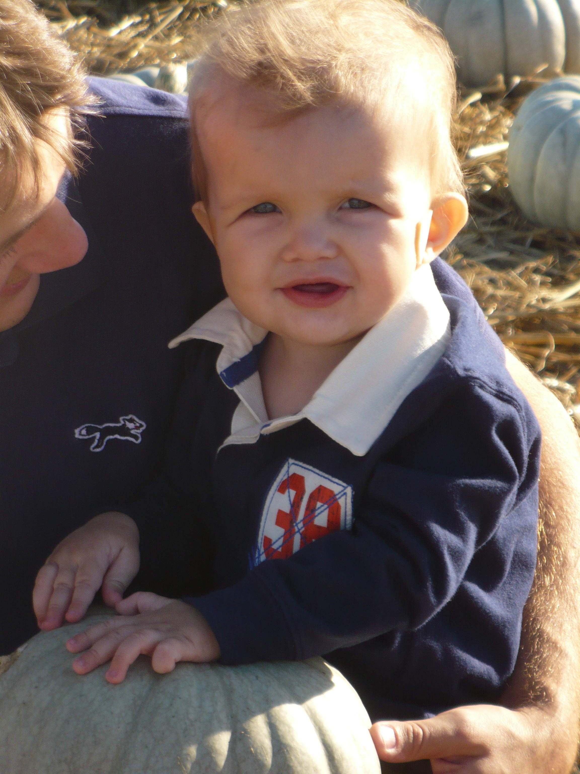 Baby with Marfan syndrome at pumpkin patch